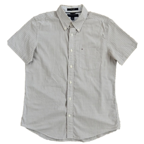 TOMMY Hilfiger City Poplin Gray Plaid Button-Up Shirt - Picture 1 of 8
